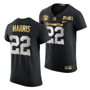 Men's Alabama Crimson Tide #22 Najee Harris 2021 Playoff Championship Black Golden NCAA College Football Jersey 2403HJGP7